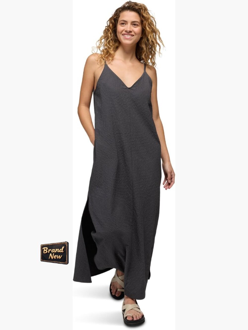 Recycled Polyester Maxi Dress Adjustable Straps UPF 50+